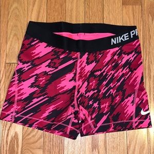 Pink Patterned Nike Pro Spandex Shorts